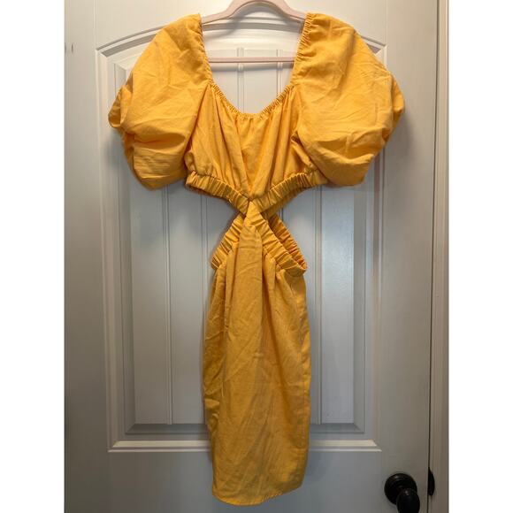 NWT And Now This Women’s Whimsical Waist Cutout Spring Dress Size‎ M Soft Yellow - Picture 3 of 5